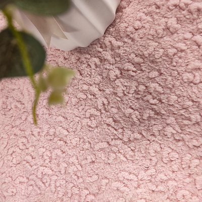 গোলাপী পলিয়েস্টার শেরপা ফ্লিস ফ্যাব্রিক 445 Gsm শীতকালীন উষ্ণ মোটা কম্বল