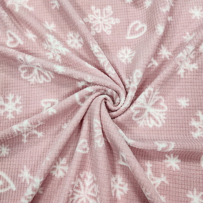 নরম Jacquard প্রিন্টেড গোলাপী মাইক্রো পোলার ফ্যাব্রিক 160gsm