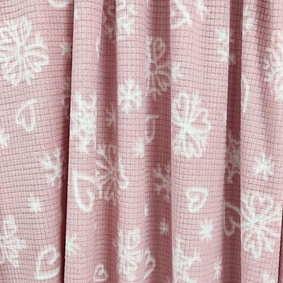 নরম Jacquard প্রিন্টেড গোলাপী মাইক্রো পোলার ফ্যাব্রিক 160gsm